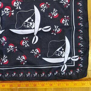 Pirate Skull Black, Red & White Bandana Scarf - 20-1/2" Square